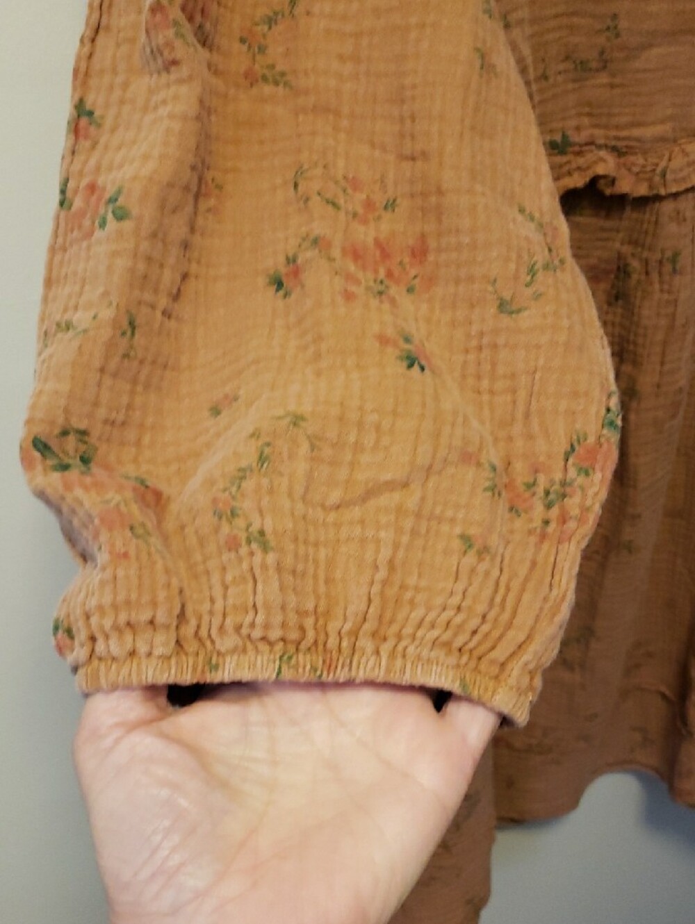NWOT easel Brown Cotton Gauze Floral Button-Front Dress - Picture 3 of 10
